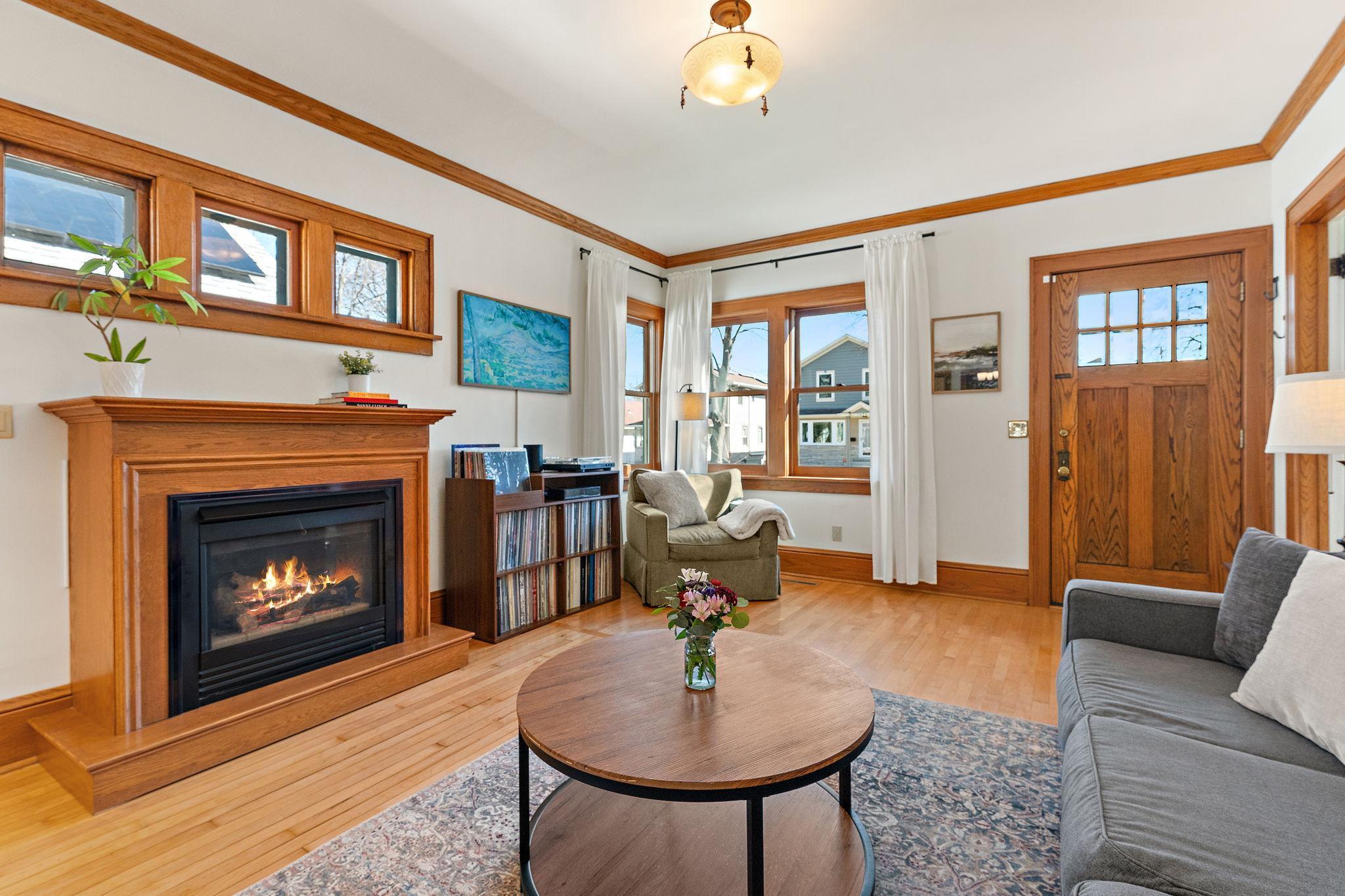 Lots of natural light and a cozy gas fireplace.