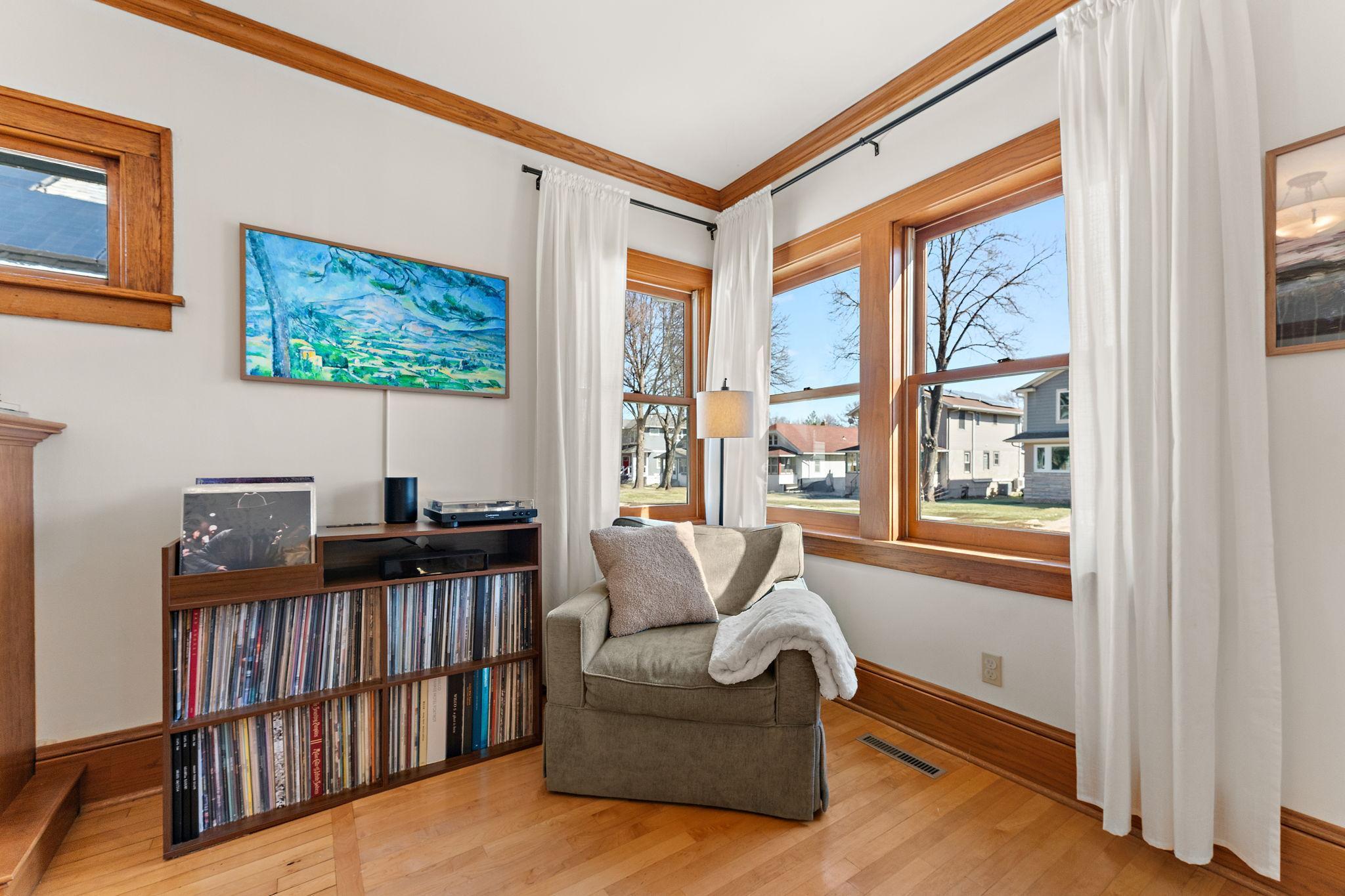 Great spot to cuddle up and read by natural light.