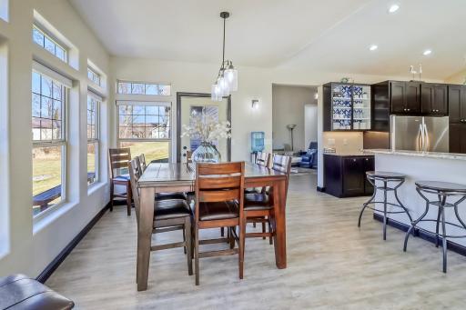 Dining area with door to the back deck