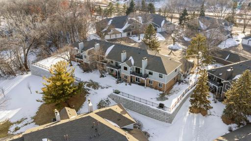 An aerial view of the rear of the building.