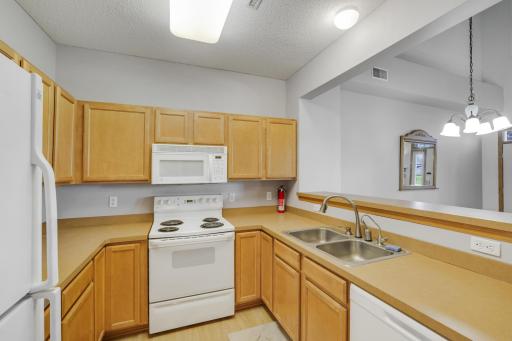 Great cabinet space and light and bright area.