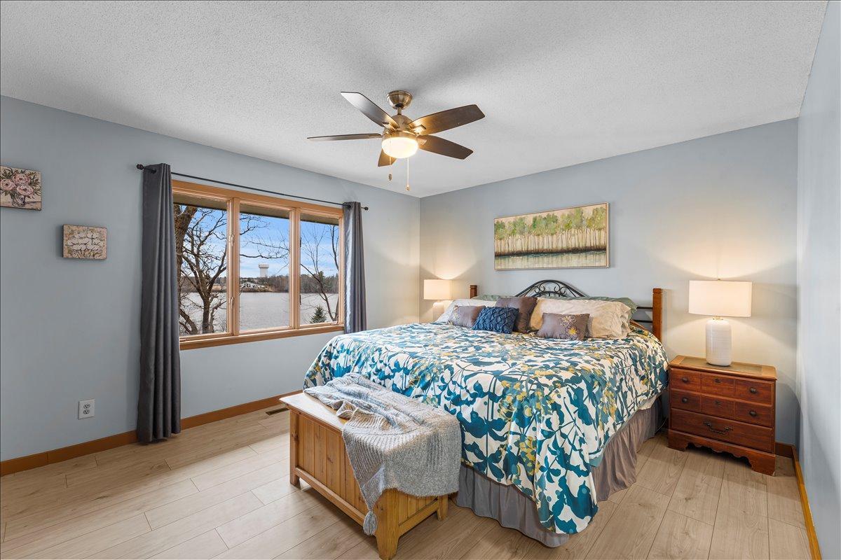 Large primary faces the lake