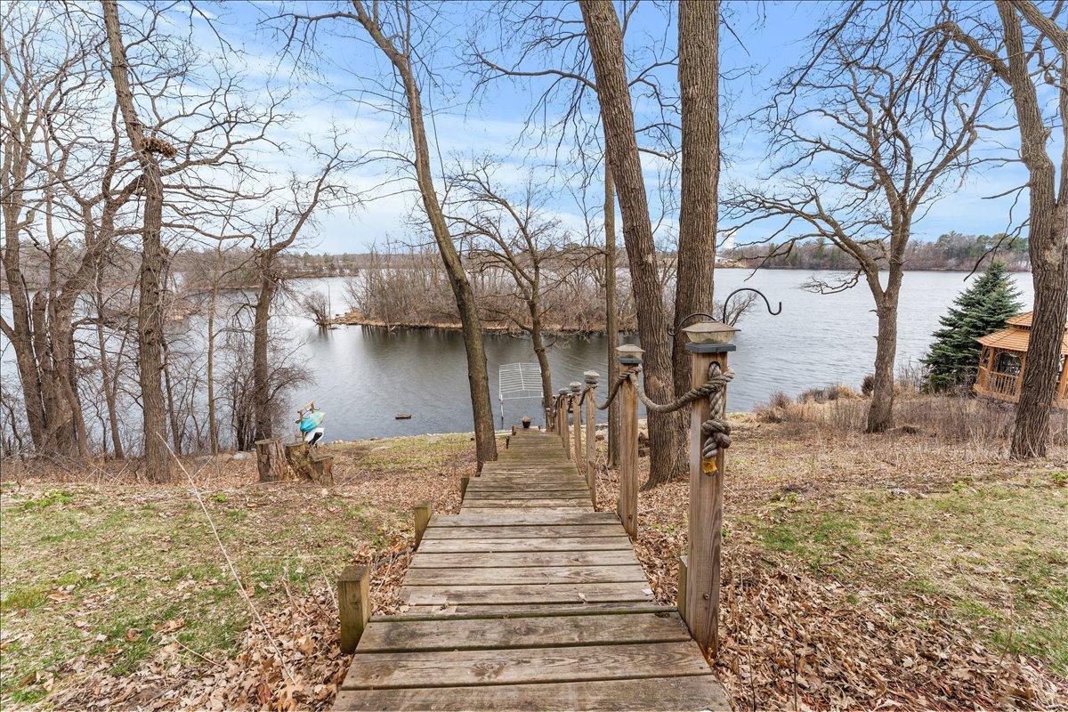 Stairs to lake