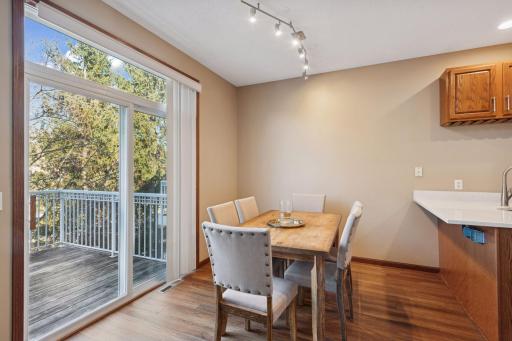 Deck is off the dinette area. Additional transom window above the sliding door for excellent lighting