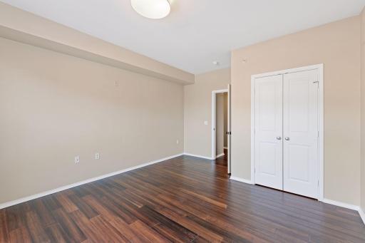 Spacious bedroom with large walk-in closet