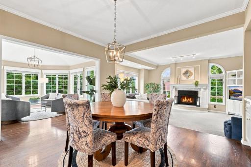 The informal dining room offers a perfect spot to gather for those casual morning breakfasts and evening dinners.