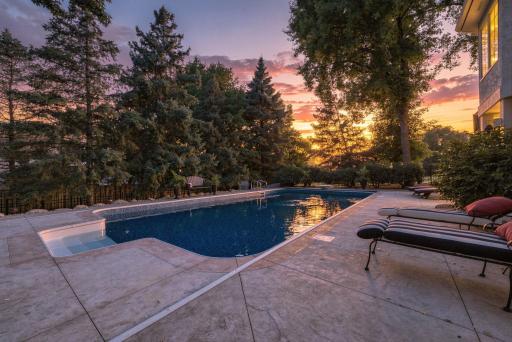 Golden Hour transforms the pool into a peaceful retreat with warm light filtering through the trees and reflecting on the water, a beautiful reminder of the evenings that await here.