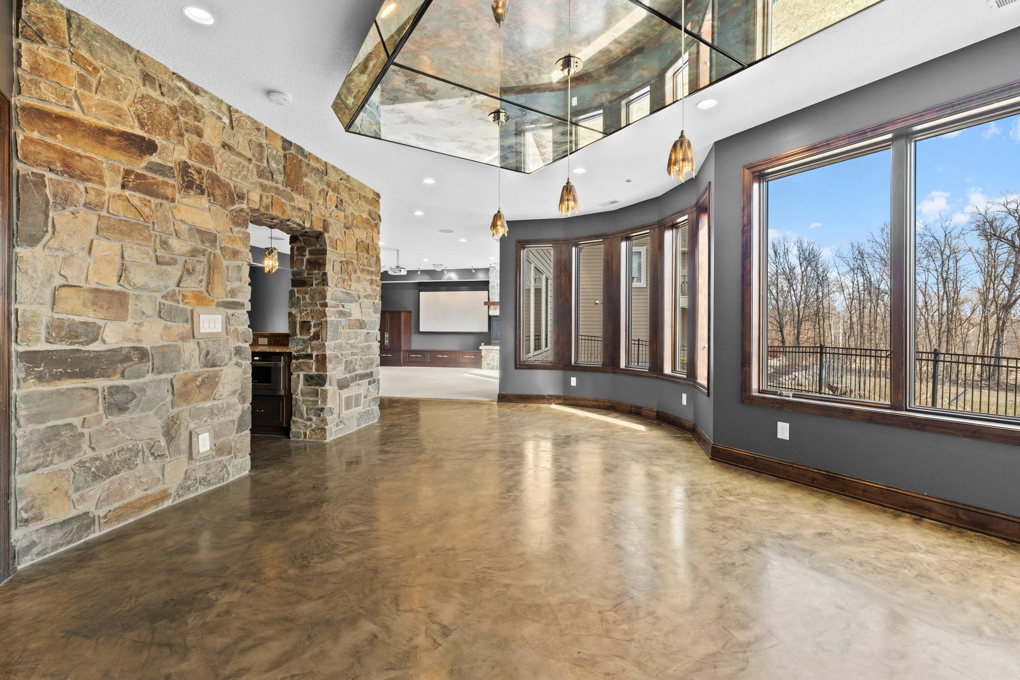 Large custom natural stone adds character and depth