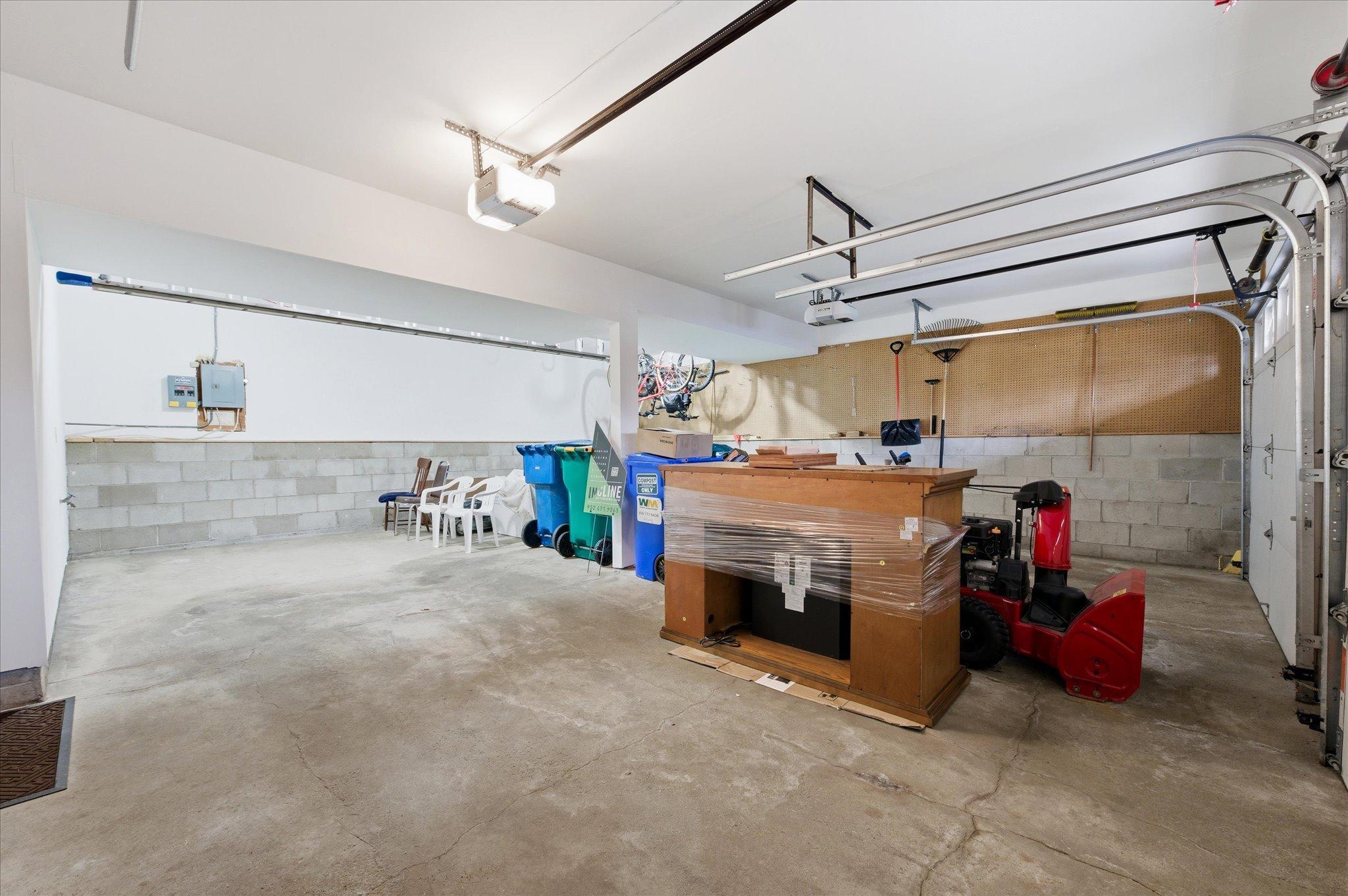 2-car, extra long garage. A boat or 3rd car can fit perpendicular on the back wall.