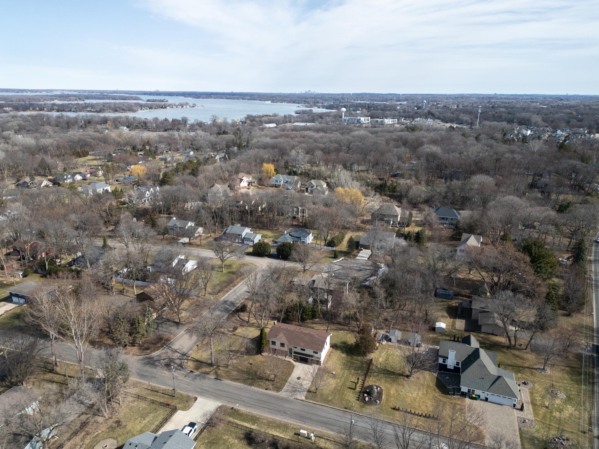 Lake Minnetonka and the Minneapolis skyline in the background.