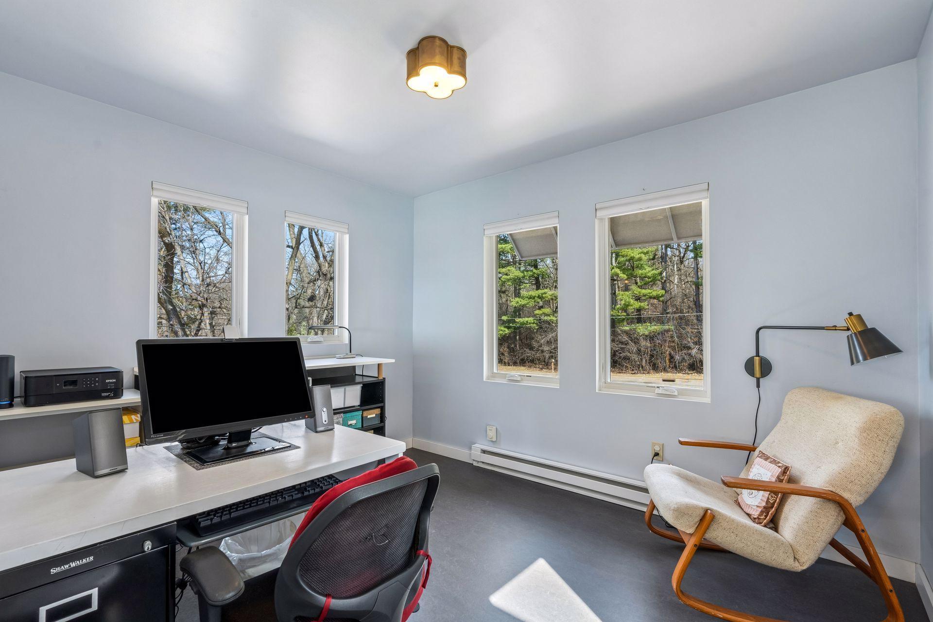 Separate formal dining room currently used as an office. Flooring is sustainable Marmoleum.