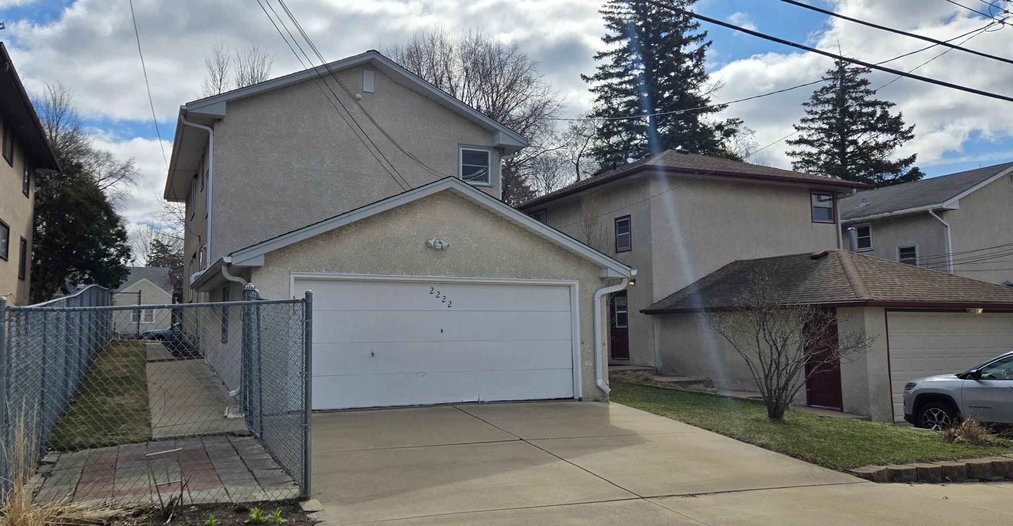 Partially fenced yard.