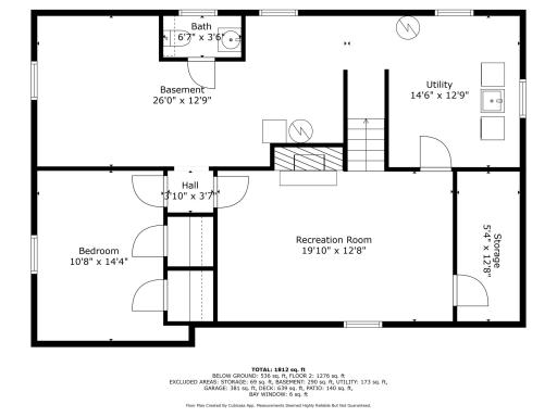 The upper left area of the basement drawing now is a 4th bedroom and the bathroom has doubled in size, creating a full bathroom.