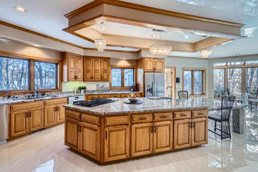 Extra large granite island with 2nd gas stovetop
