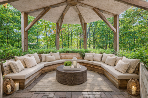 Lovely gazebo under the sunroom! (virtually staged)