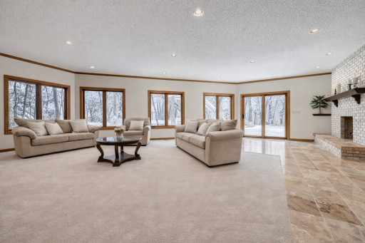 Spacious lower level living room with an abundance of light!