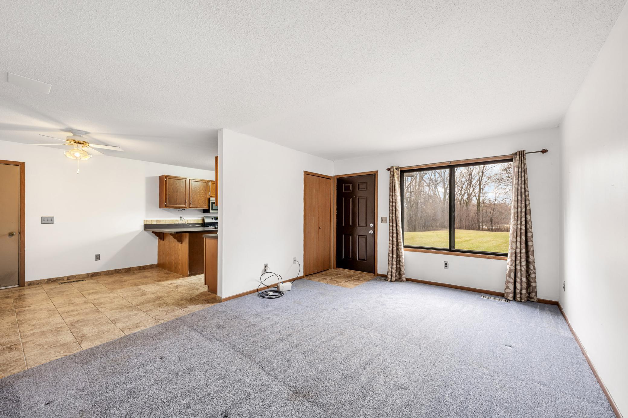 Living room entry & Kitchen