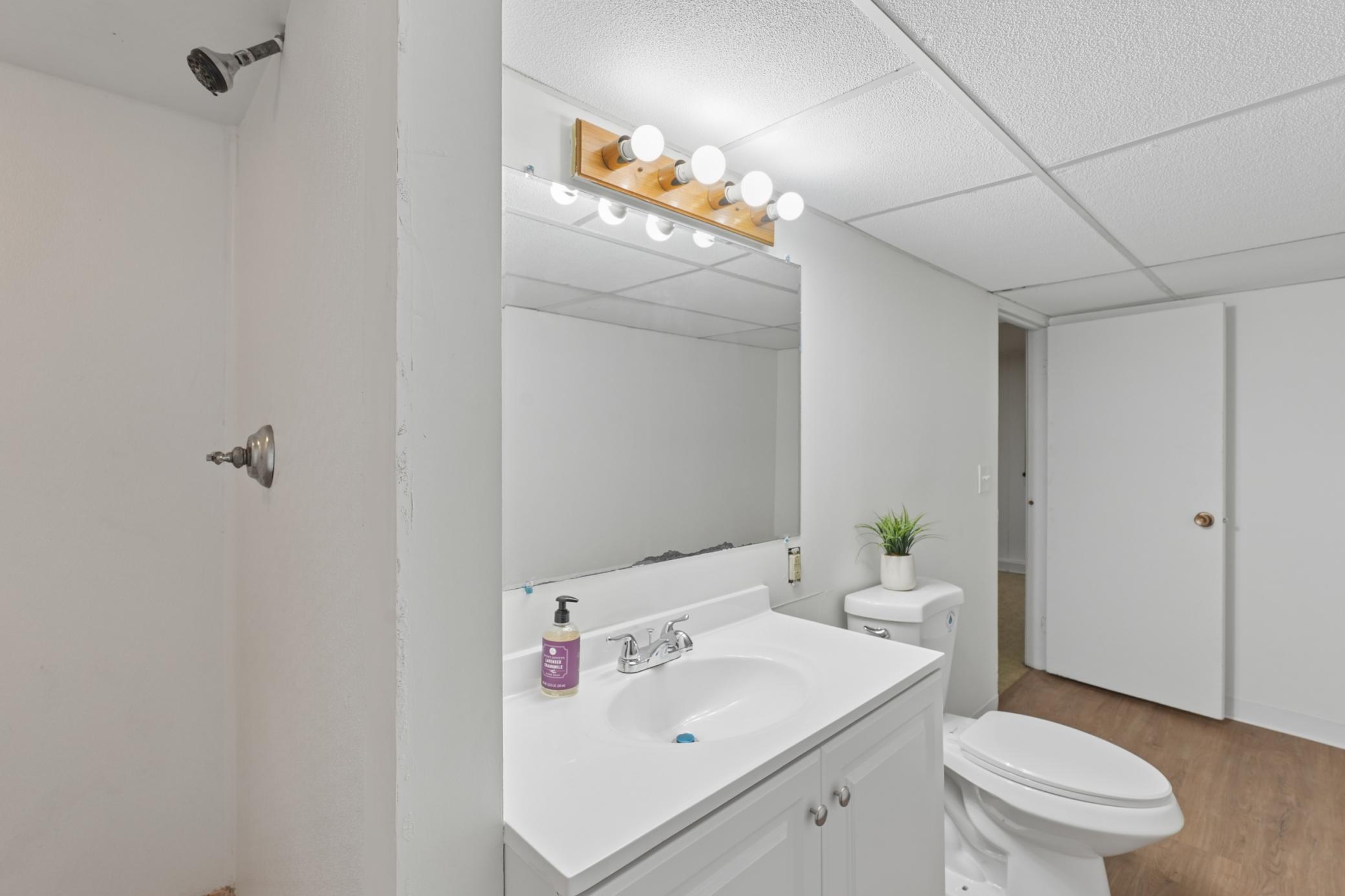 The room also features a new walk-in shower surround