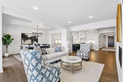 Open floor plan where each room flows to the next
