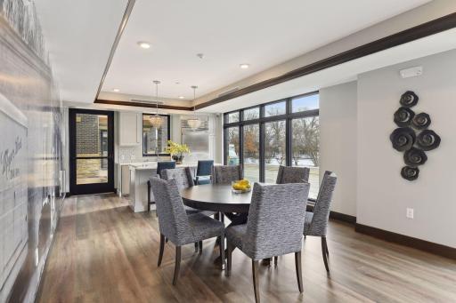 The club room offers a kitchen and dining space, making it ideal for private gatherings, off-site business meetings, etc.