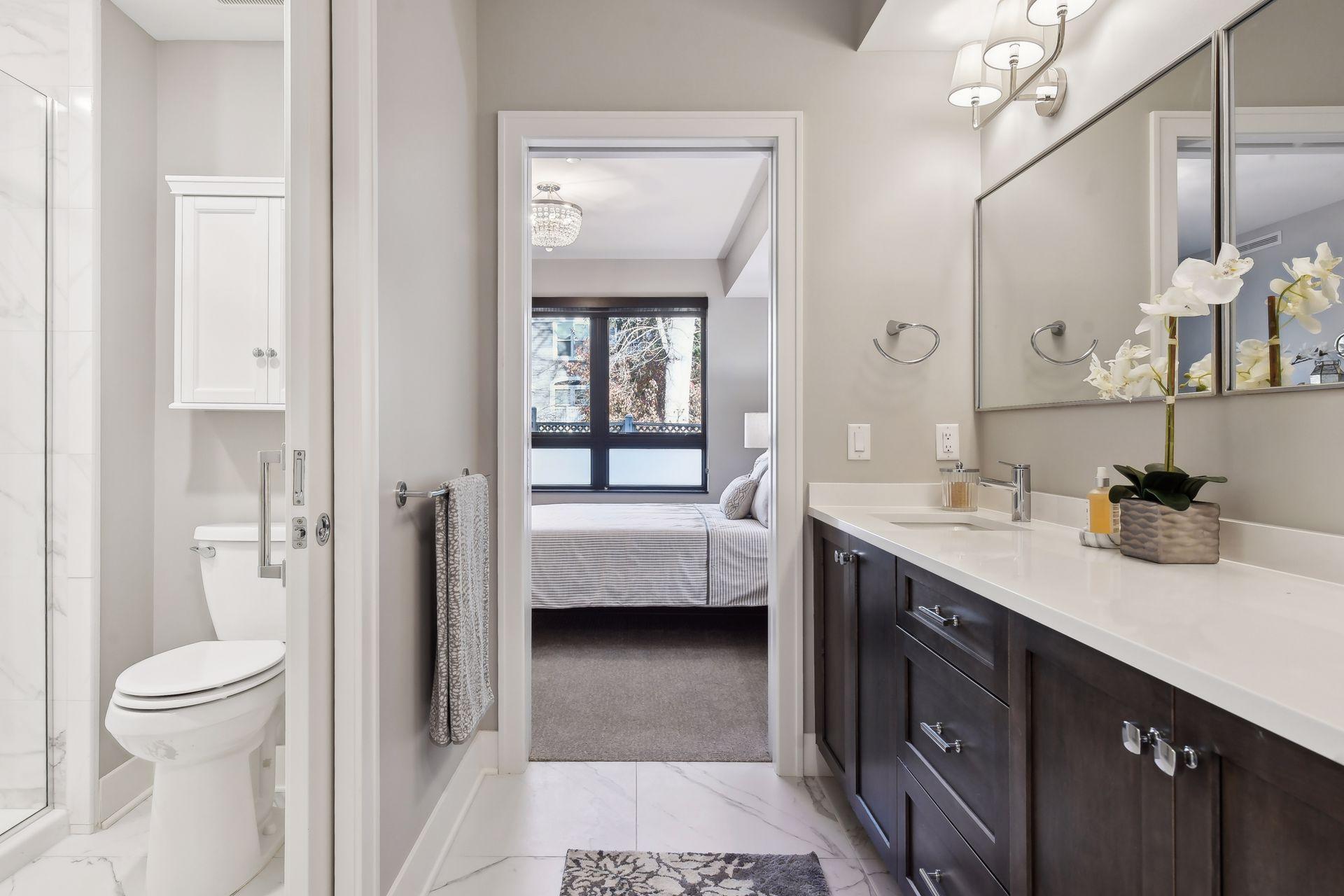 Discover the primary bathroom, a blend of elegance and functionality