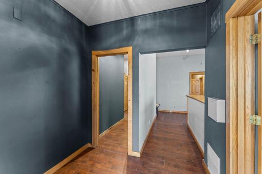 Hallways to the workshop or reception areas