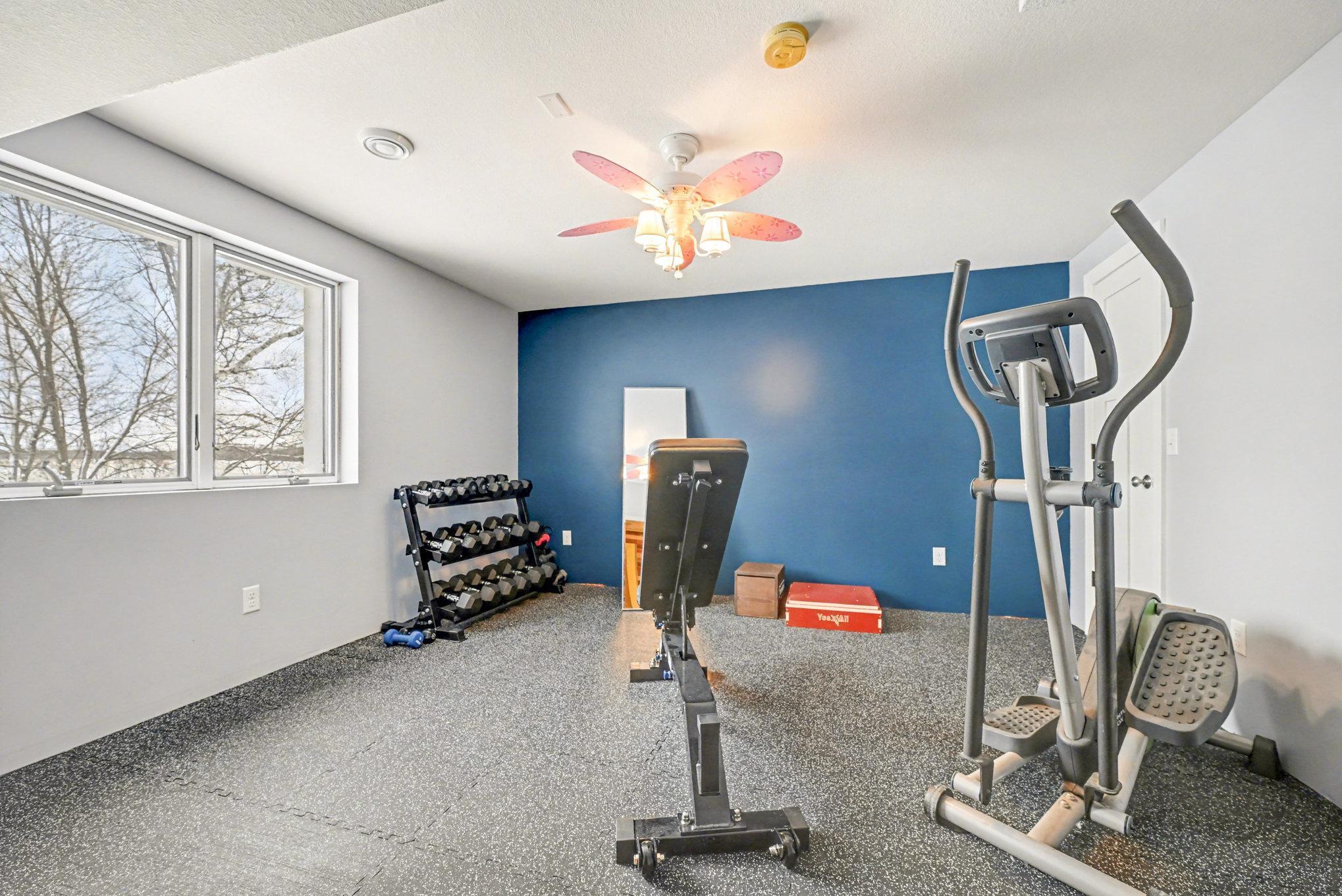 Third bedroom currently used as workout space
