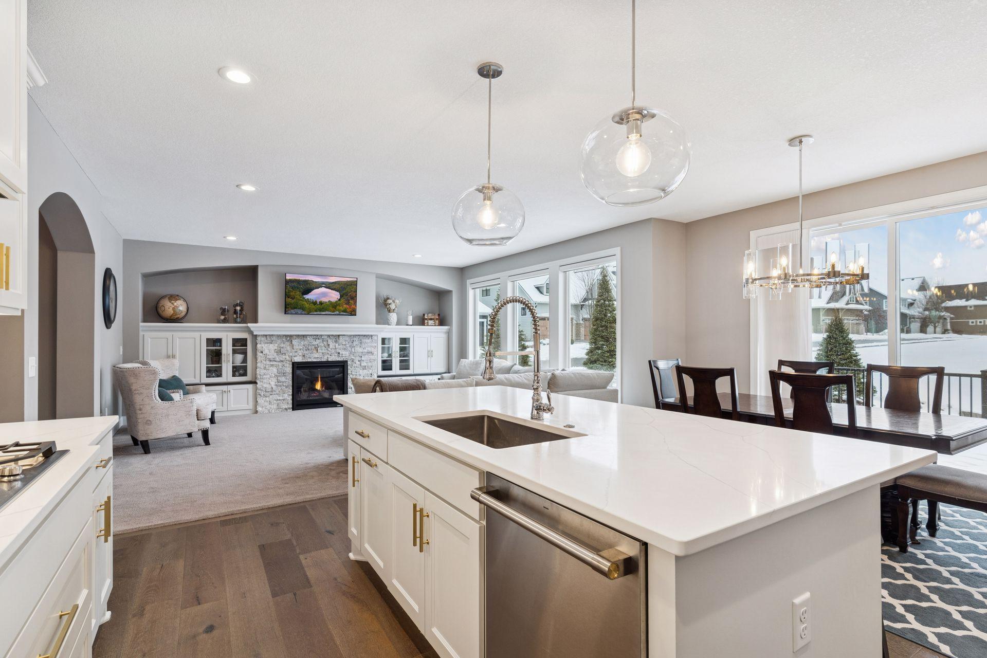 Big, open kitchen with patio doors to deck and back yard!