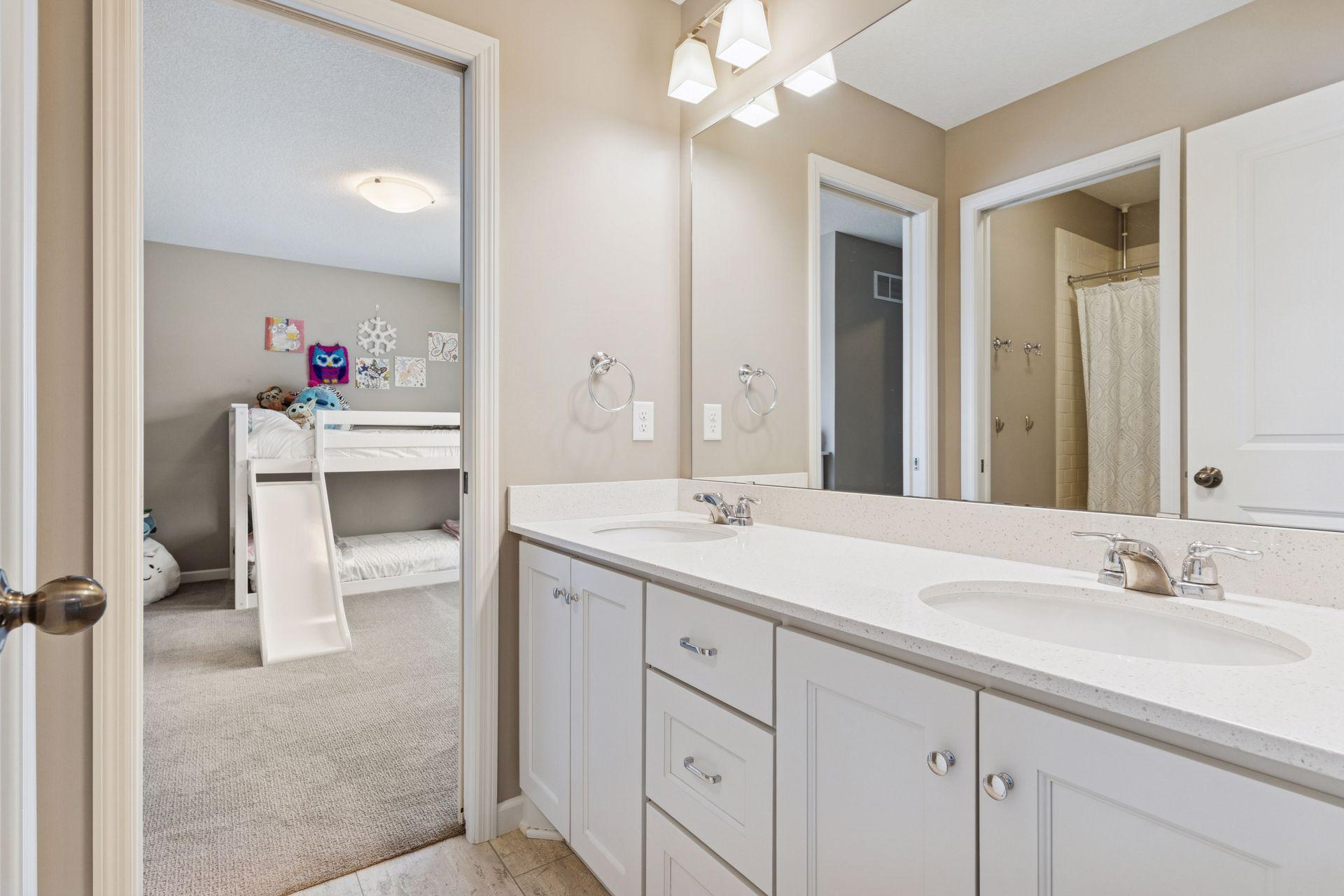 Full Jack and Jill bath for bedrooms #2 and #3 with double vanity