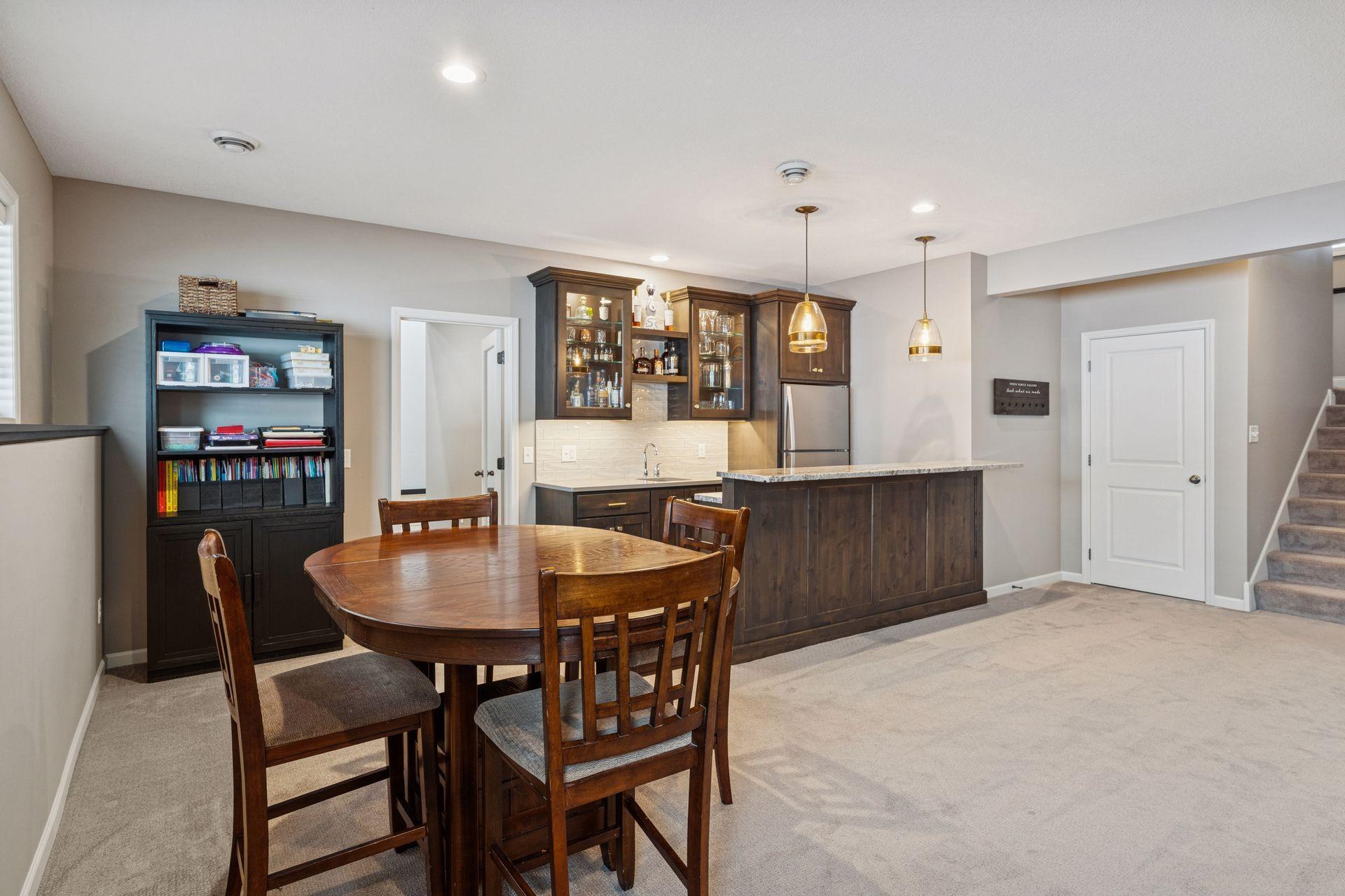 Game room and wet bar in lower level