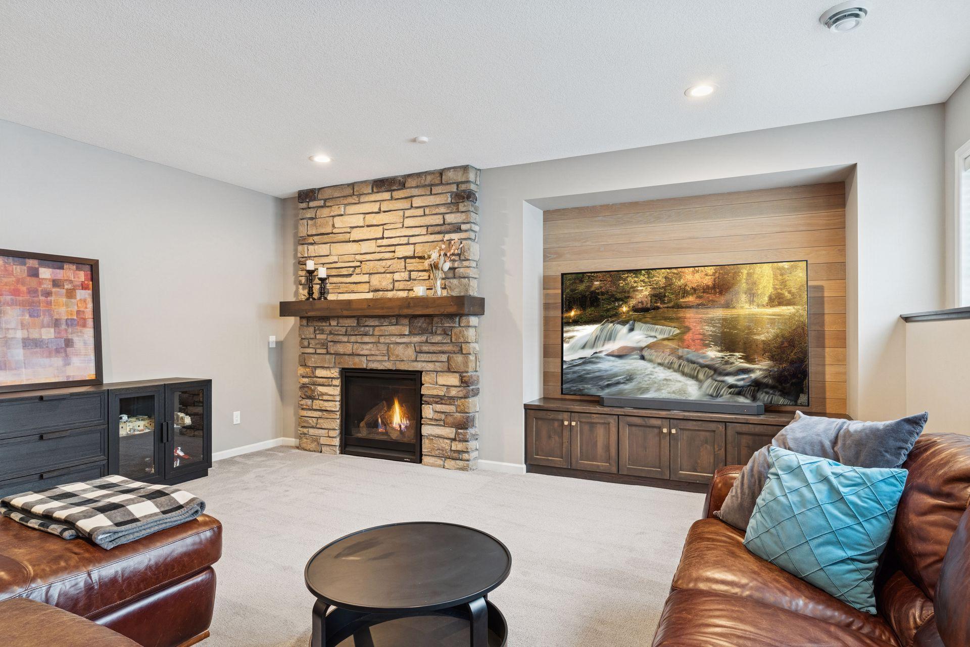 the 2nd of two stone fireplaces in the home.