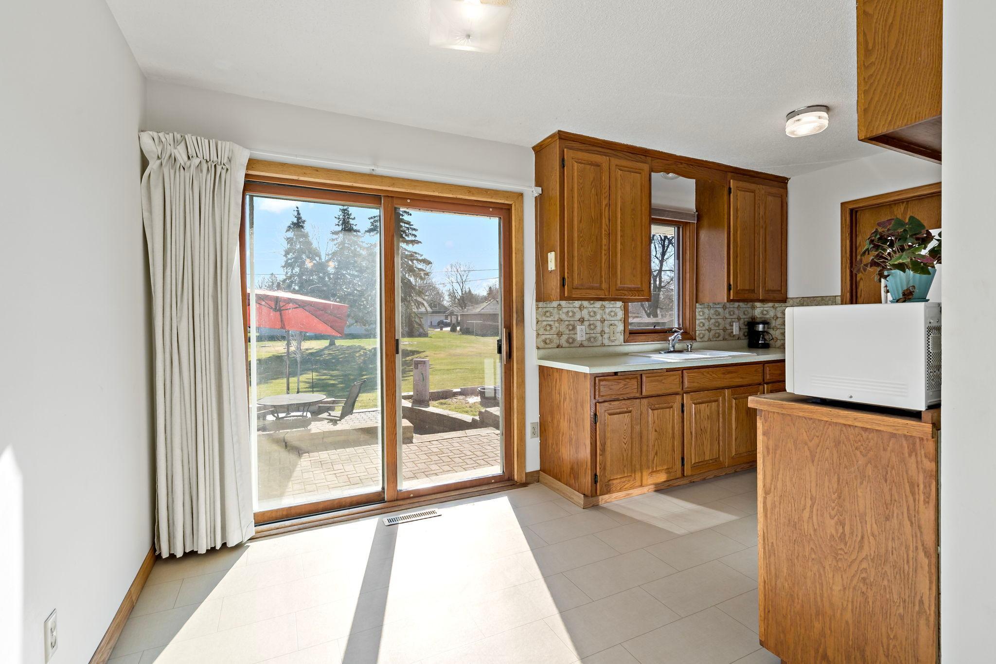 Kitchen with sliding door to patio