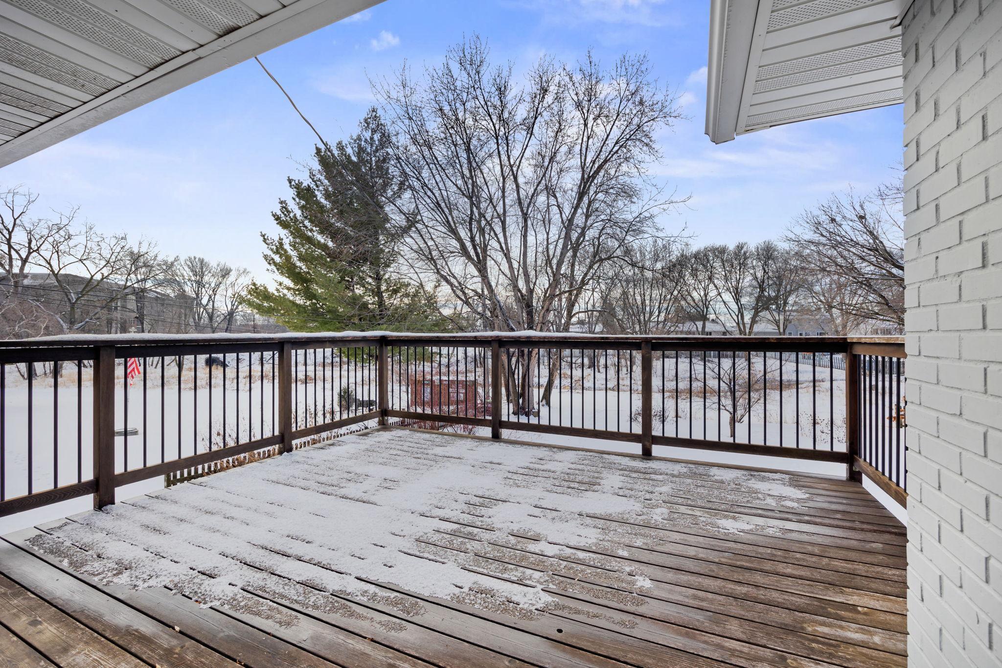 A great place to enjoy a coffee in the morning and watch wildlife along Nine Mile Creek.