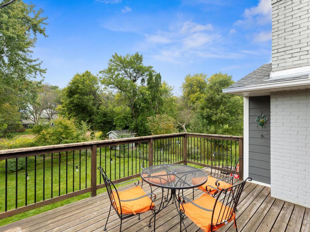 South facing overlooking the flat backyard and creek.