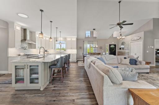 Open kitchen to the living room which offers lots of natural light!