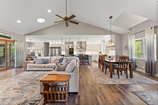 Wide open layout that offers so much space to entertain guests along with updated lighting.