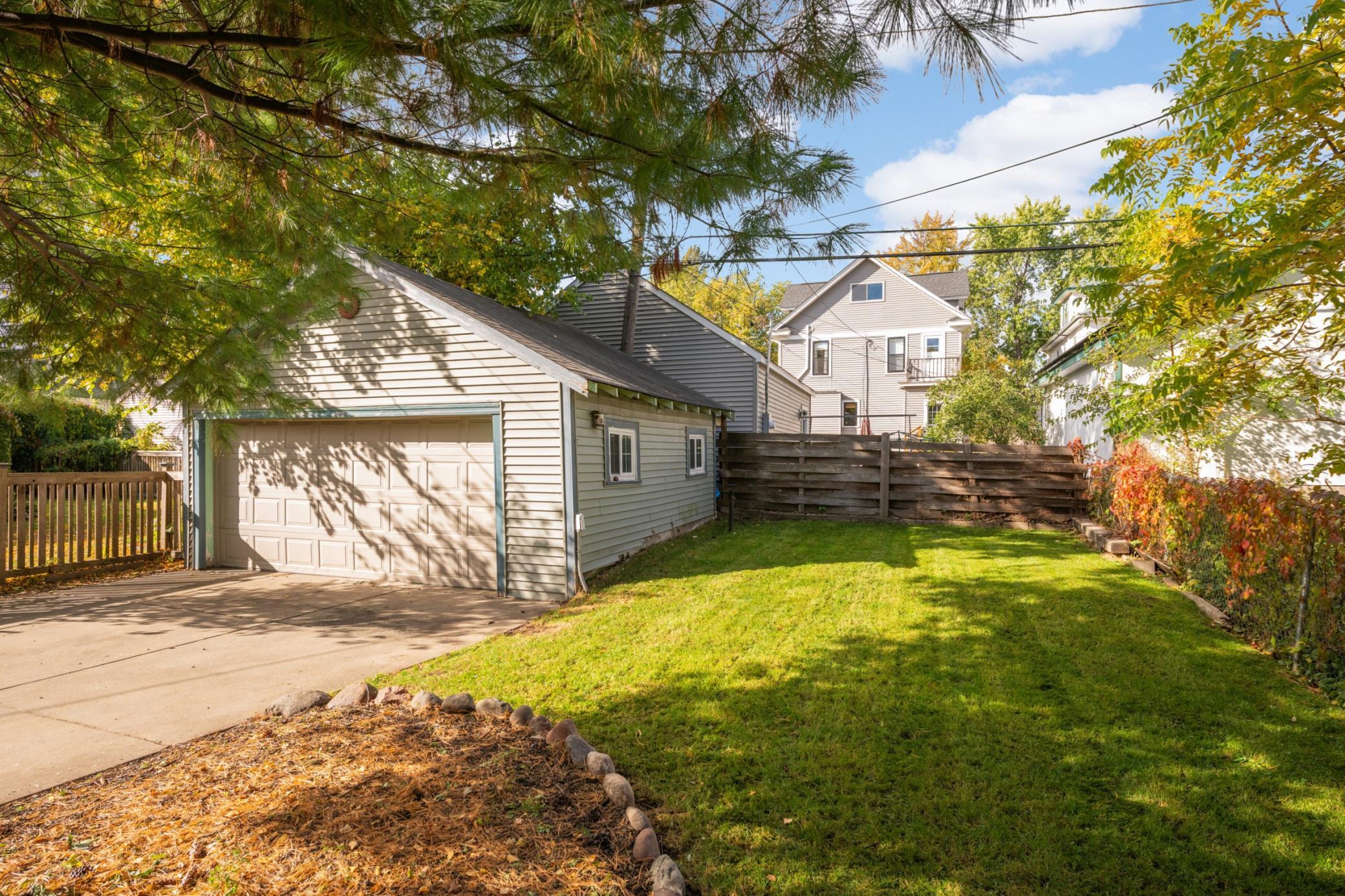 2-Car Detached Garage and a small yard for gardening.