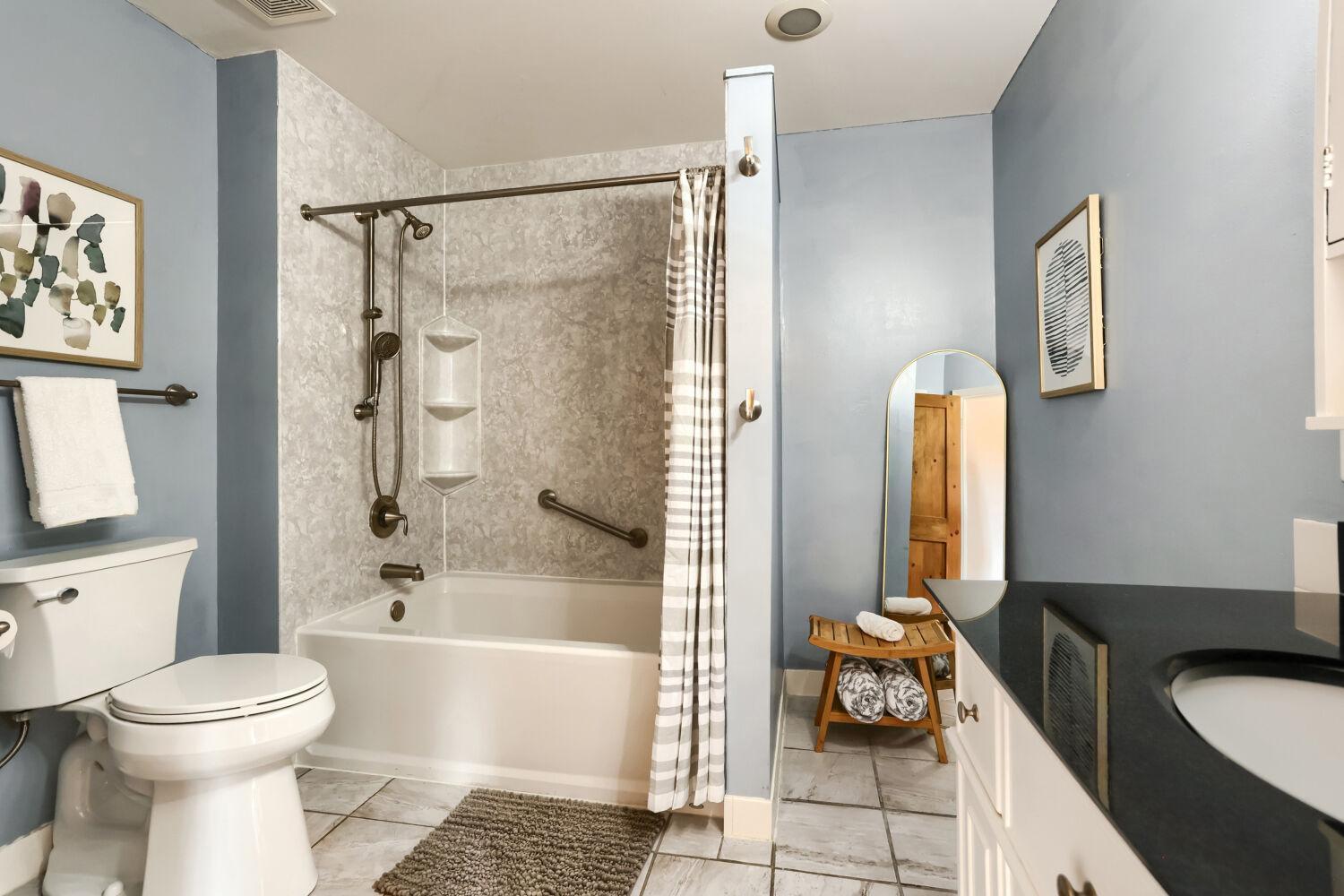 Primary bathroom, full