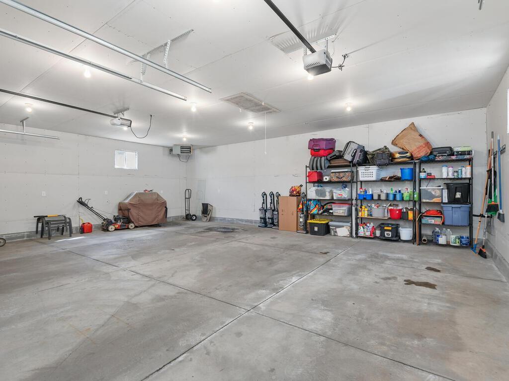 Finished 3+ heated garage with high ceiling