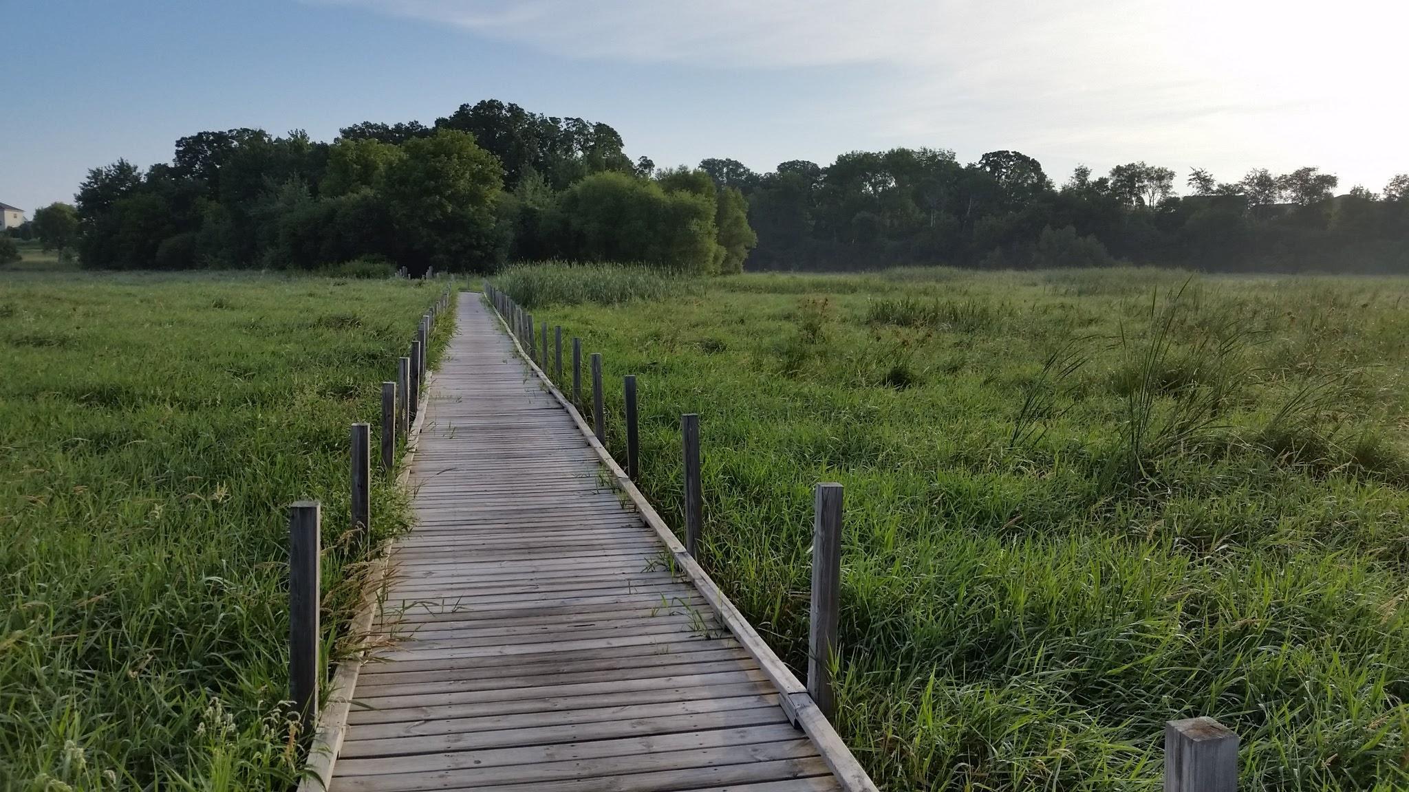 Surrounded by miles of paved trails and have beautiful views through forests and marsh land