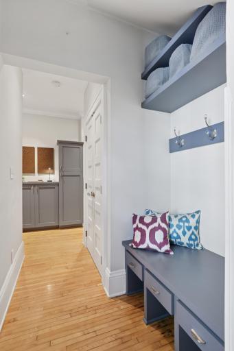 Mudroom area with storage for all your gear.