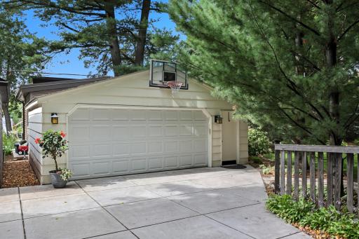 Detached two-car garage with new driveway.