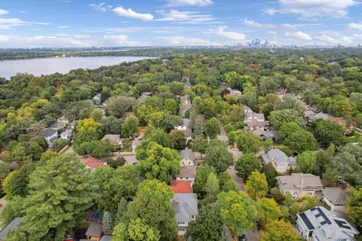 Just steps to Lake Harriet, note the Minneapolis skyline in the distance. Jump on your bicycle or paddleboard to enjoy all the City has to offer.