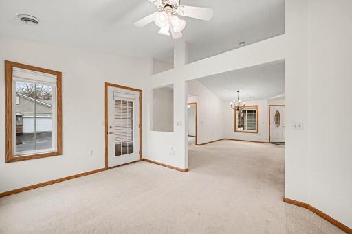 vaulted ceilings and a wonderful flow into the living room