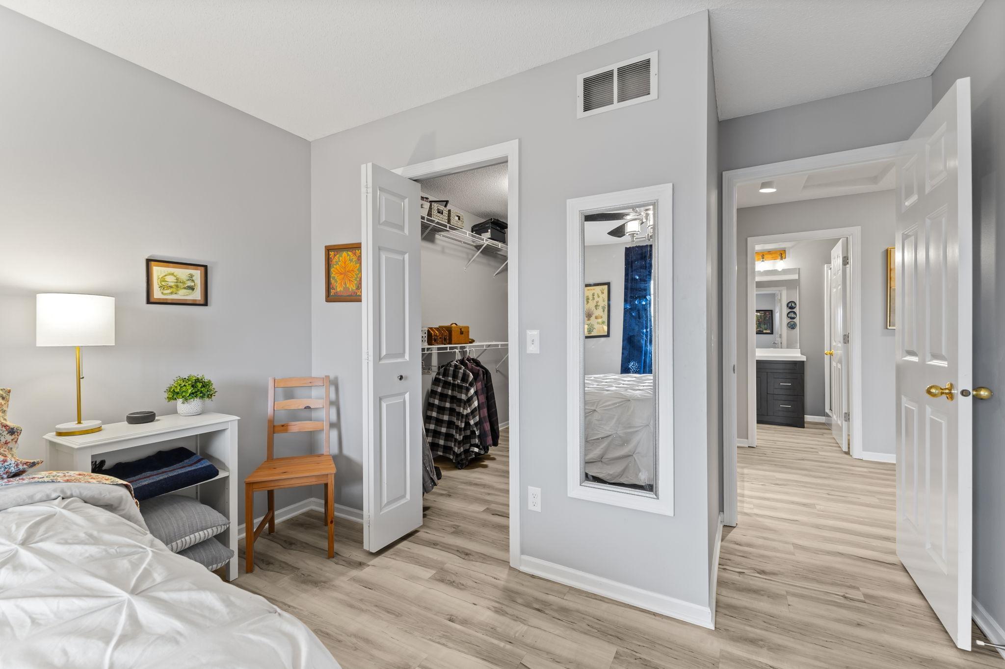 The primary walk-in closet is huge!