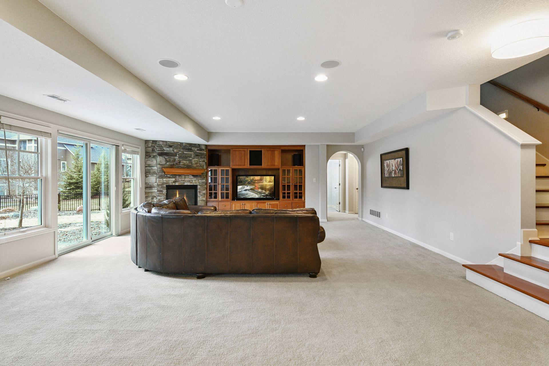 View of great room and walkout onto patio