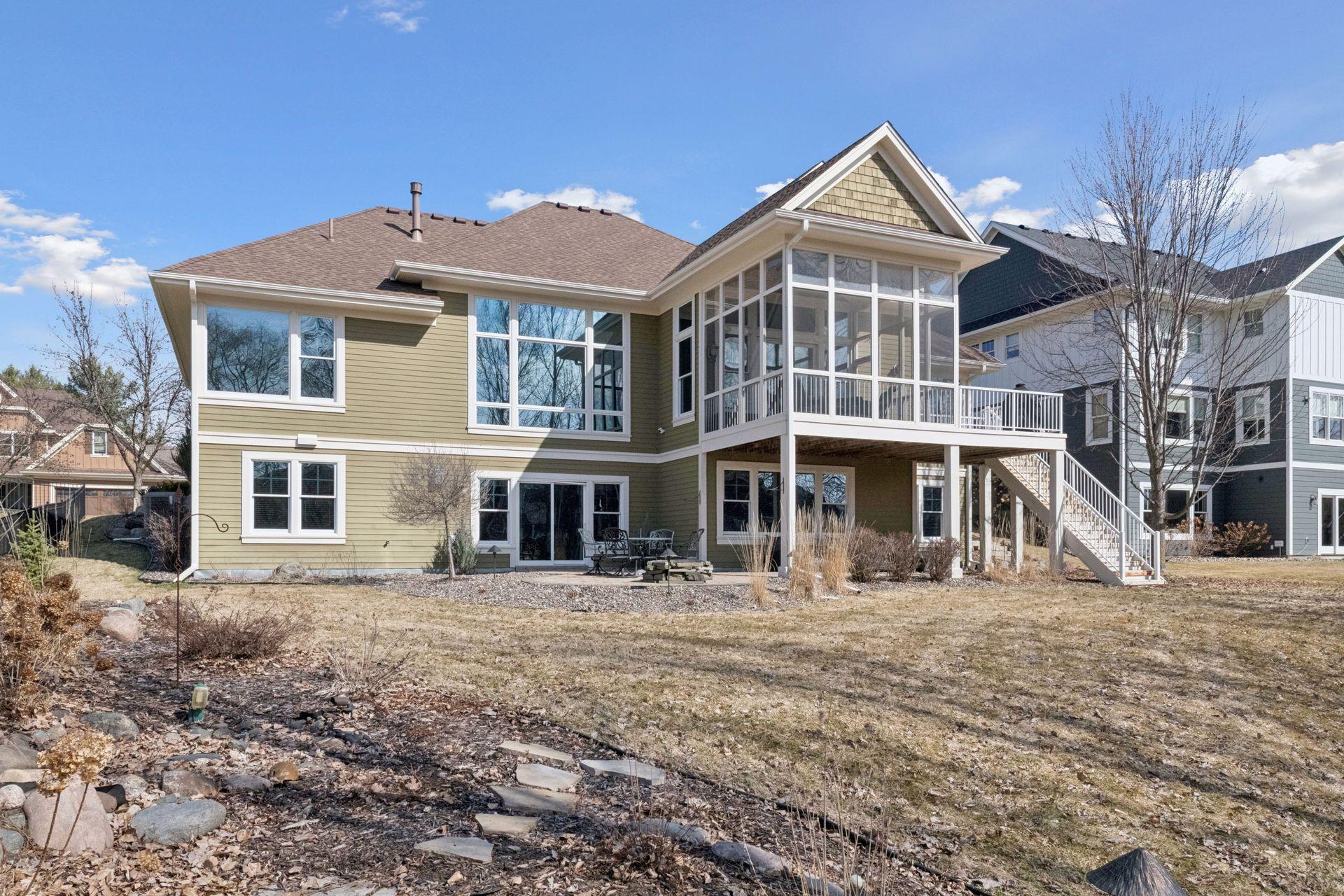 Water feature and spacious backyard
