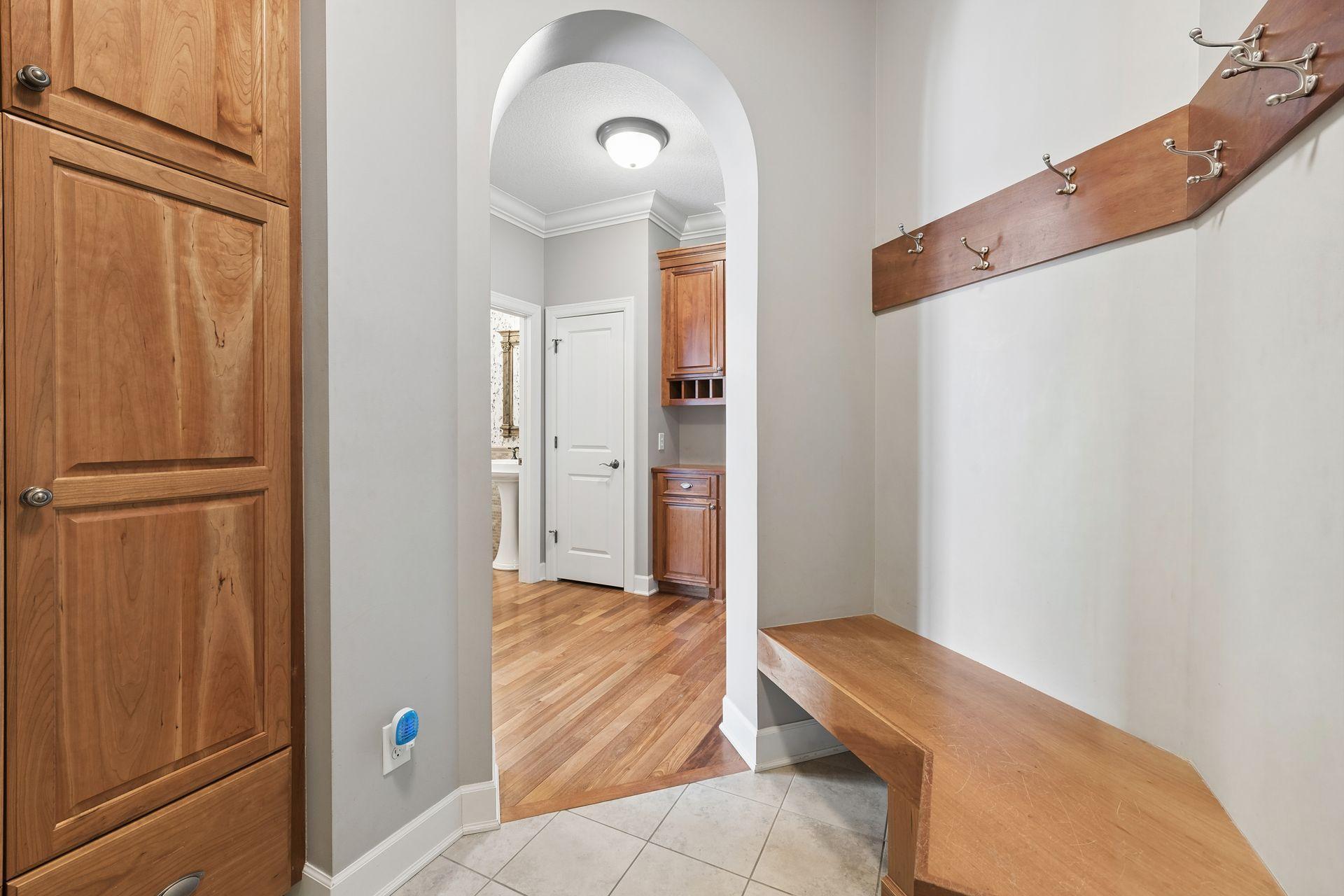 Mudroom area off the back entrance to garage