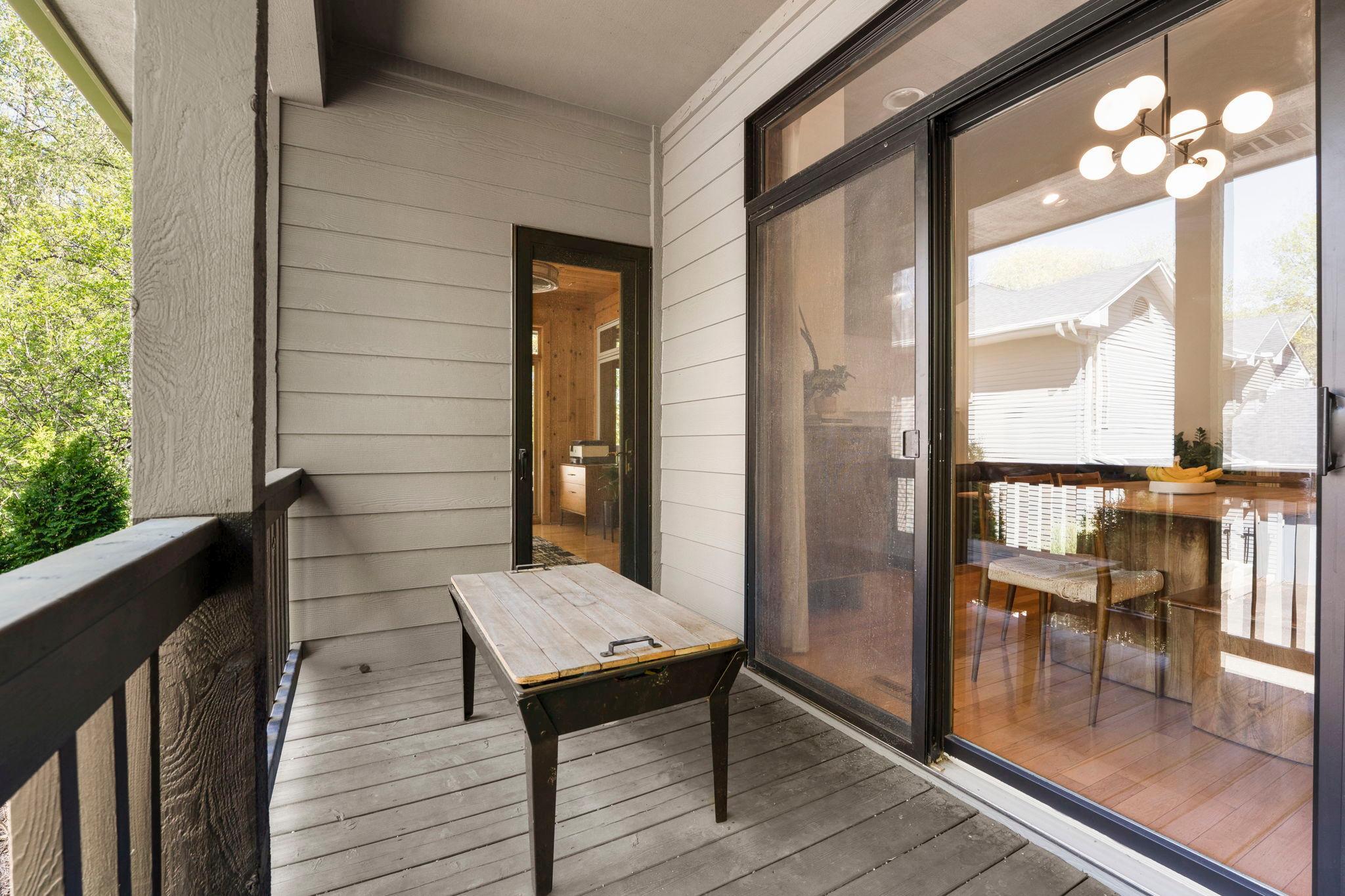 Balcony off kitchen and dining area