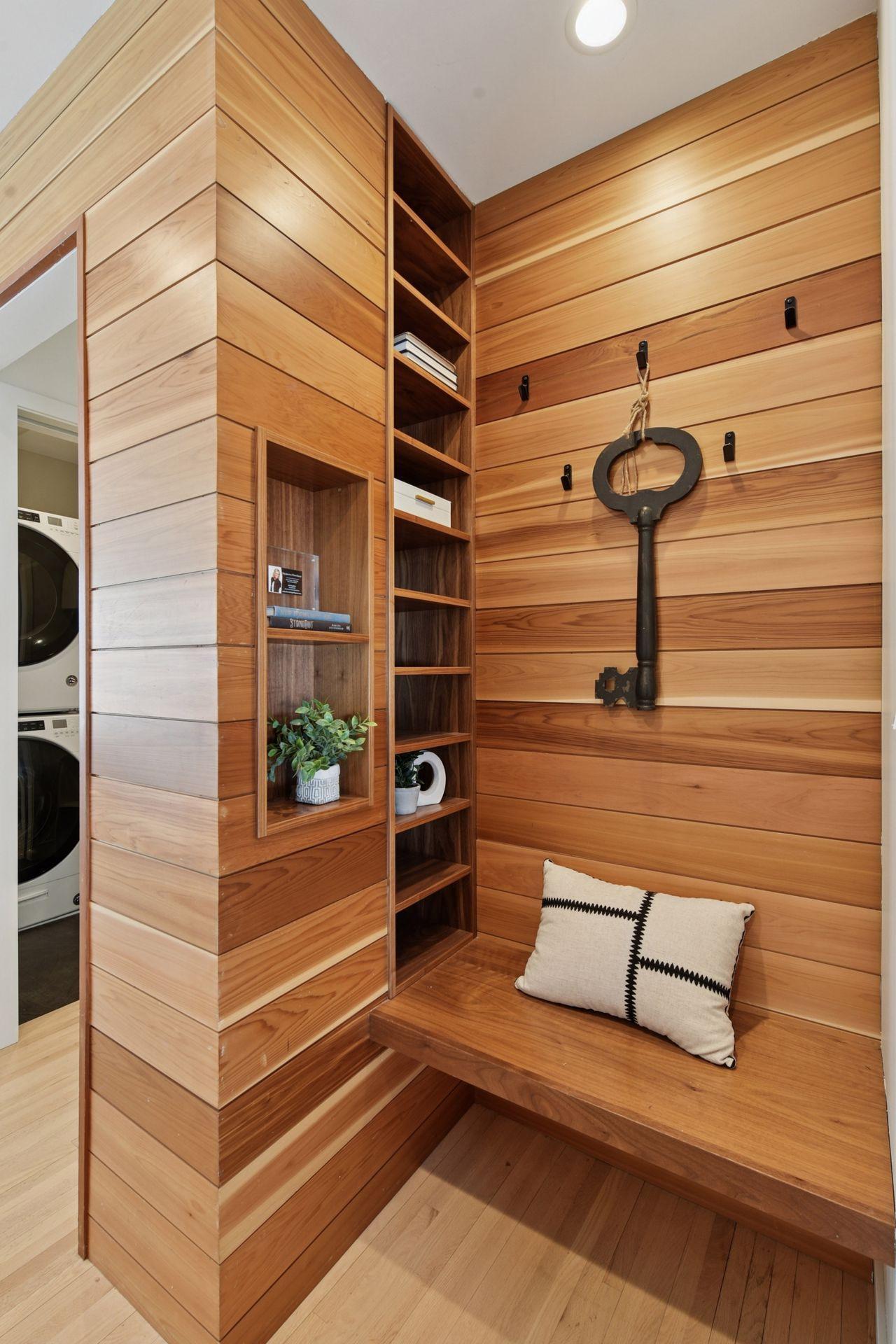 Front Entry - shoe cubbies, bench & charging station